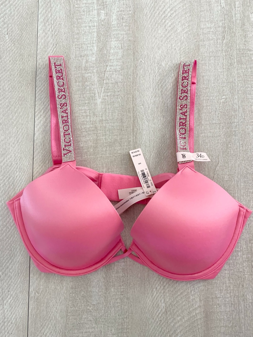 Victoria’s Secret Logo Shine Strap Lightly Lined Bra Size 34D